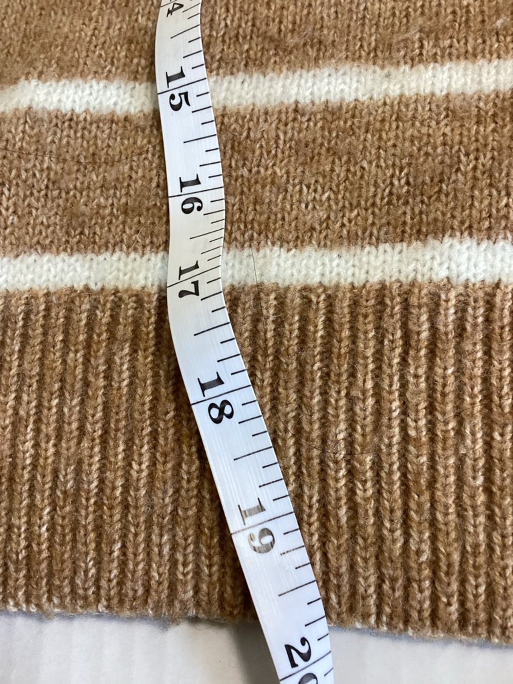 Designer $89 JASON WU Wool Classic Crewneck Americana Striped Sweater Camel - Picture 7 of 11